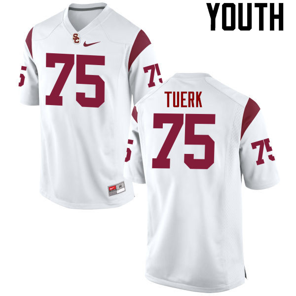 Youth #75 Max Tuerk USC Trojans College Football Jerseys-White